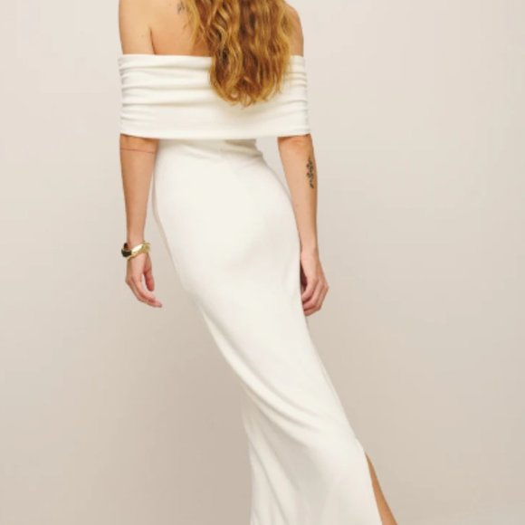 Reformation Ivory Knit off-the-shoulder Dress - Picture 2 of 5